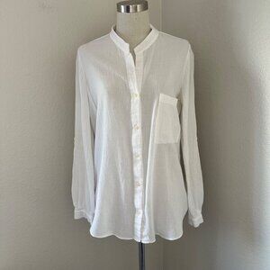 Diane Von Furstenberg Gilmore Cheese Cloth Shirt Roll Tap Minimalist Sz 10